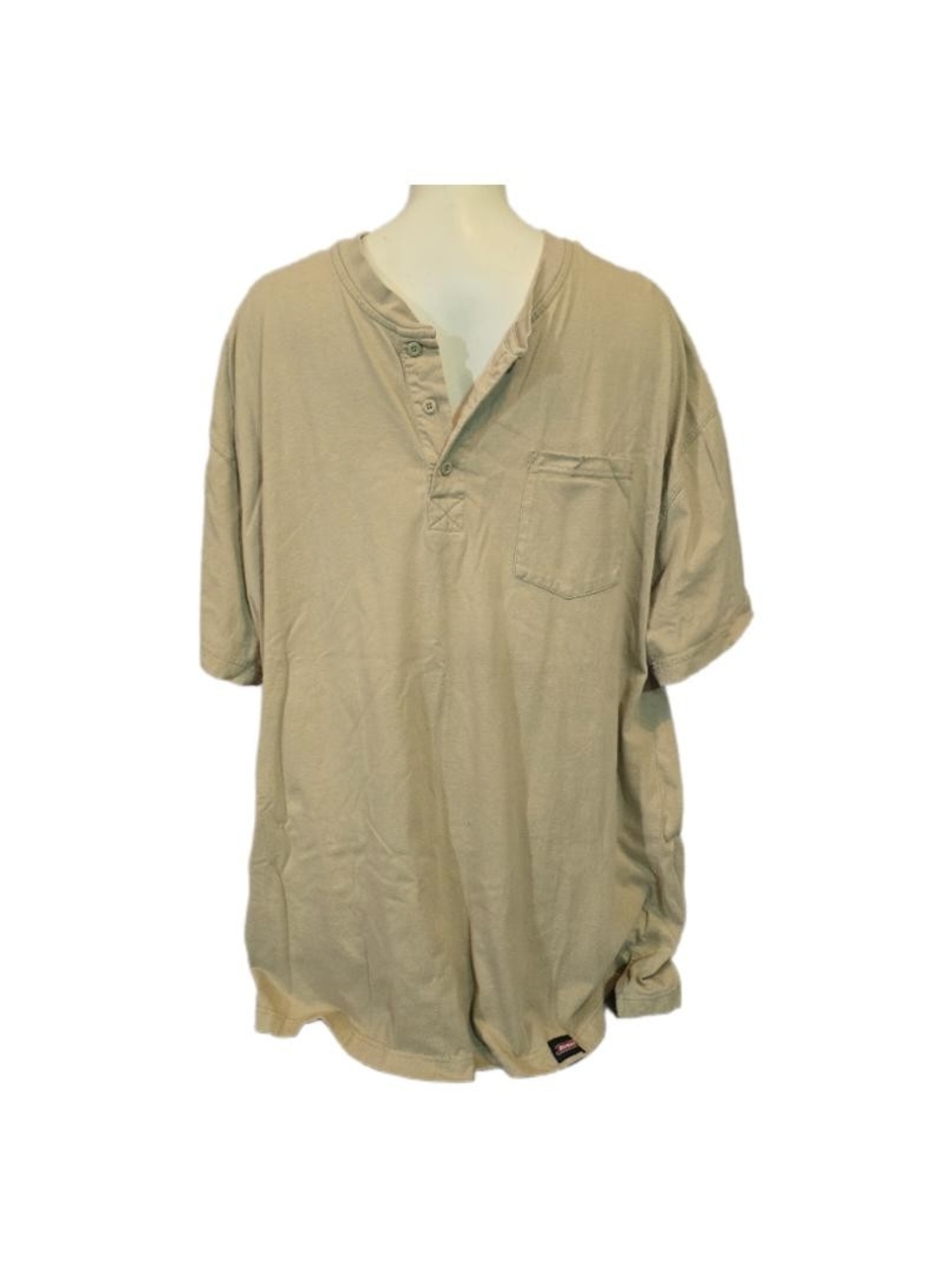 Men's Dickies Pocket Henley Short Sleeve Shirt - Tan Size 3XL